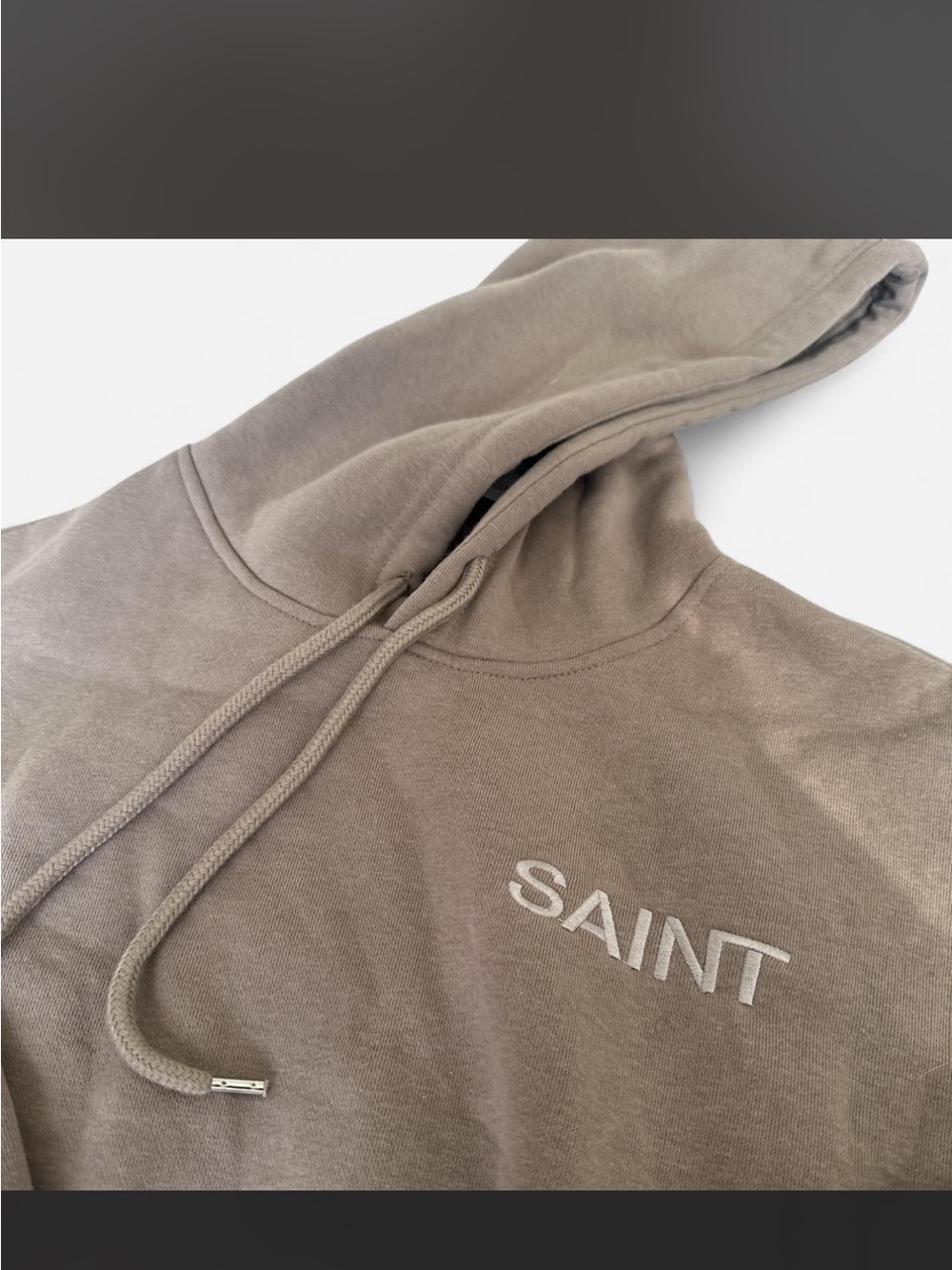 Fashion Nova Women's Taupe 'SAINT' Crewneck Hoodie